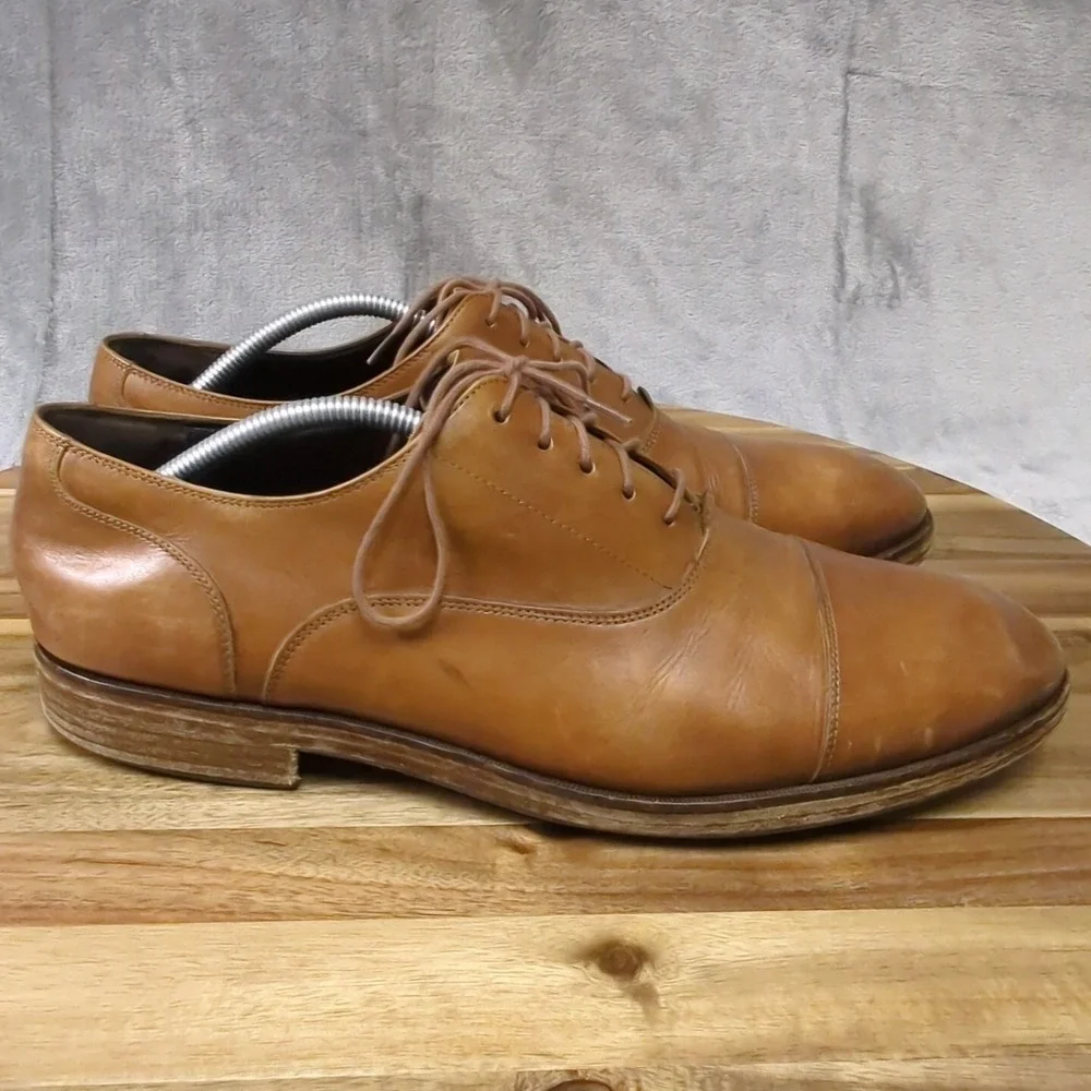 Cole Haan Harrison Mens Size 12 M Shoes Brown Leather Cap‎ Toe Lace Up Oxford